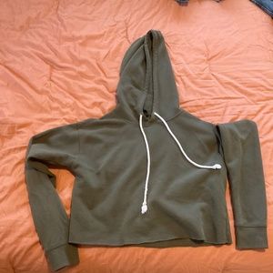 Cute Olive Long Sleeved Crop-Top (S)